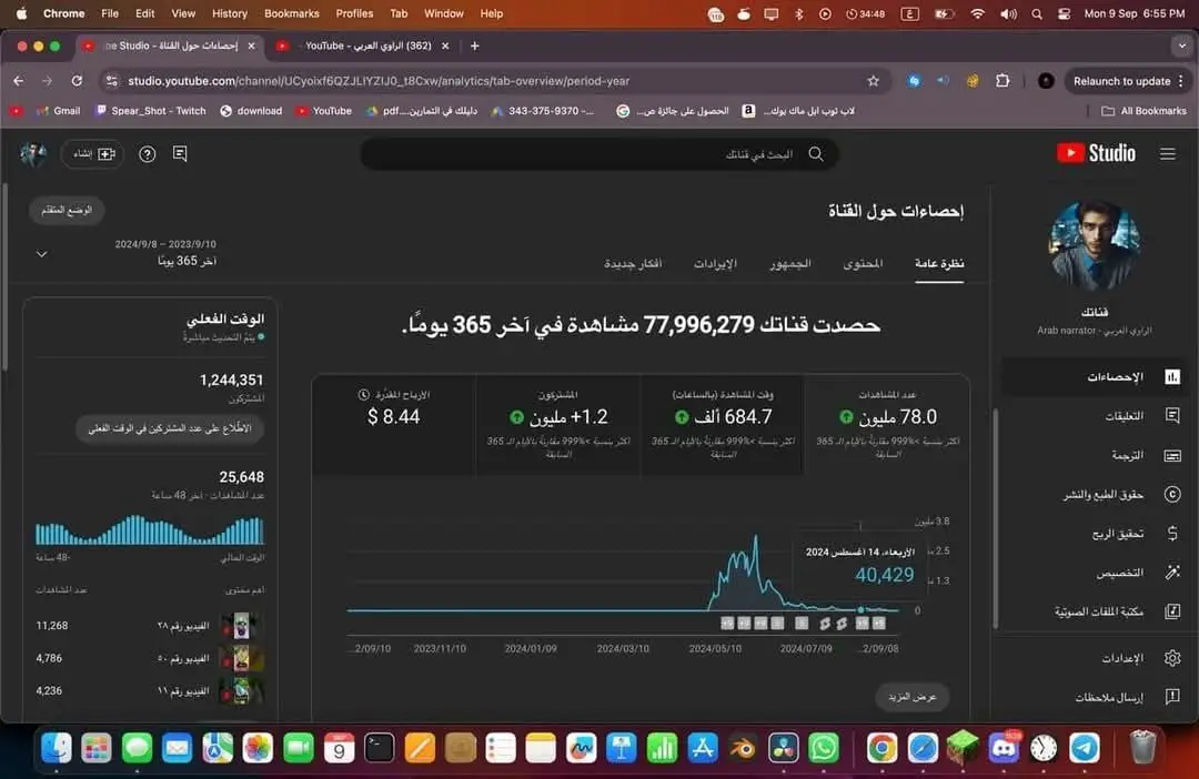 YouTube Arabic Channel 1.25M